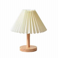 Pleated table lamp bedroom bedside creative lamp vintage homestay solid wood nig