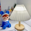 Pleated table lamp bedroom bedside creative lamp vintage homestay solid wood nig 2