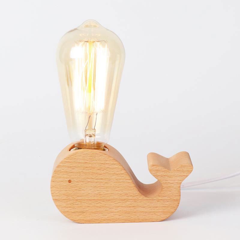 Nordic solid wood animal modeling lamp decoration table lamp vintage tungsten li 5