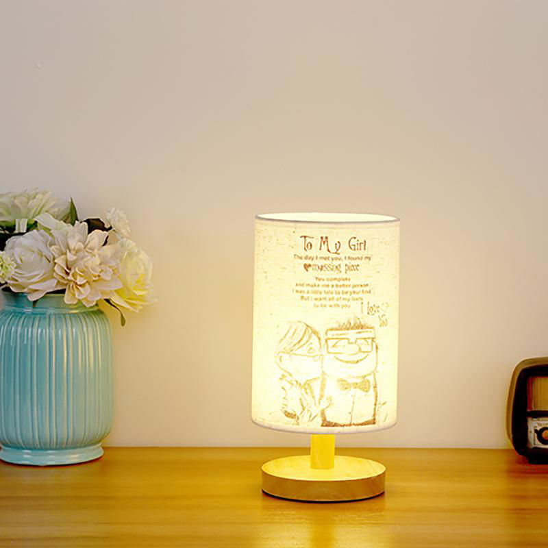 Cloth cover lamp wooden dimming LED night light