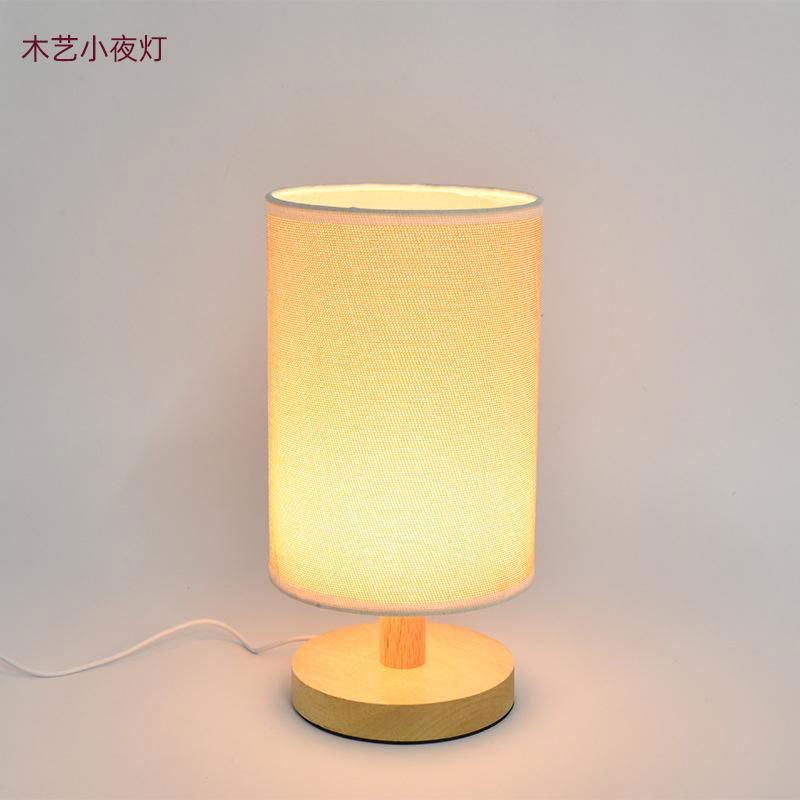 Cloth cover lamp wooden dimming LED night light 2