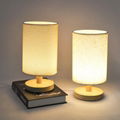 Cloth cover lamp wooden dimming LED night light