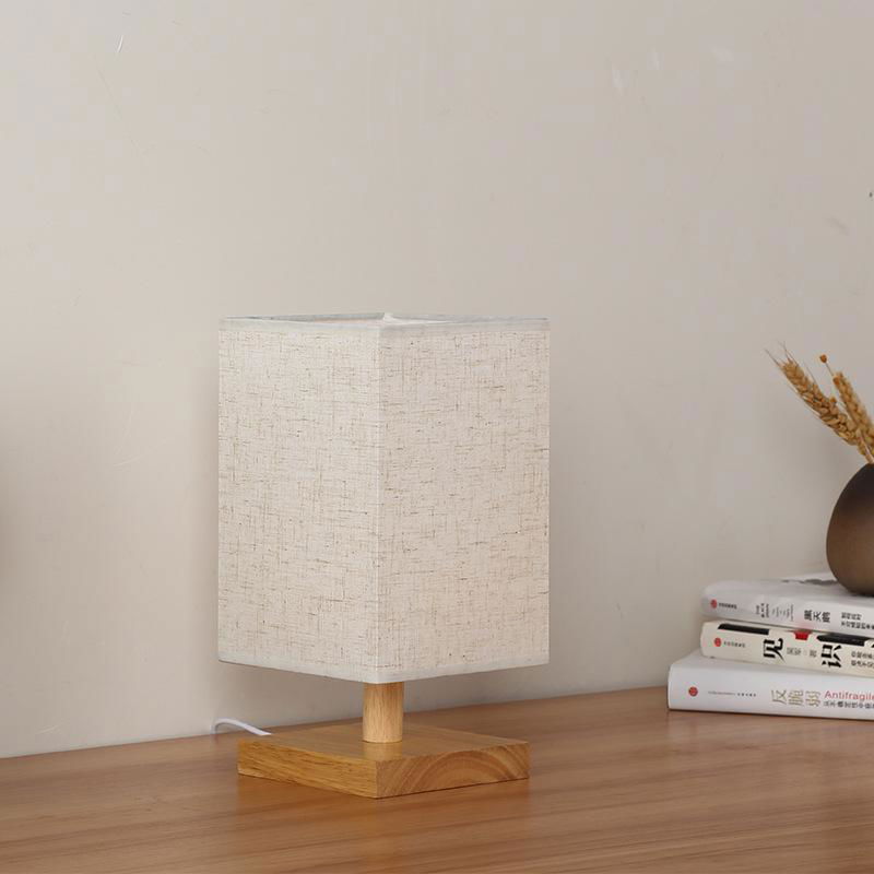 USB bedroom bedside lamp cloth cover solid wood night light 2