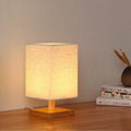 USB bedroom bedside lamp cloth cover solid wood night light