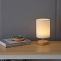 Solid wood night light USB dimmable cloth cover table lamp
