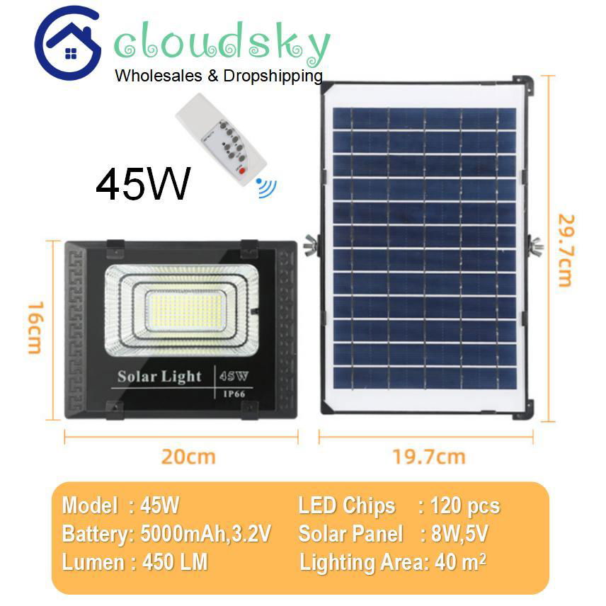 Solar Power LED Flood Light 45/80/150/300W with remote control  2