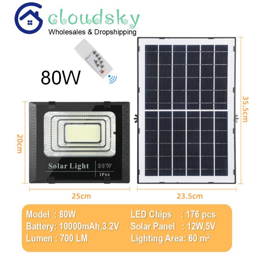 Solar Power LED Flood Light 45/80/150/300W with remote control  3