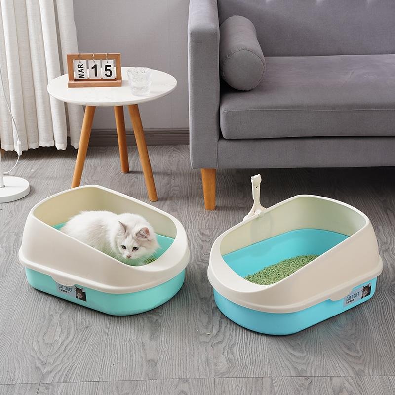 Plastic cat littler box,cat toilet with free plastc shovel, pet products  3