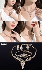 New Wholesale Alloy Necklace Earrings Ring Bracelet Four Piece Accessories Simpl