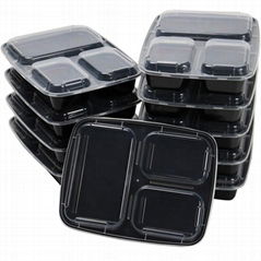 Portable 34oz BPA free meal prep container 3 compartment plastic lunch box set