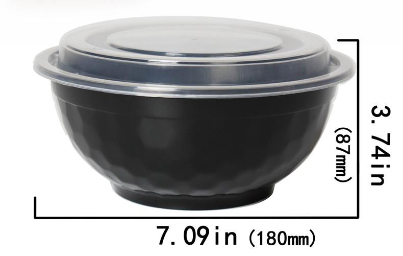  Round Meal Prep Container Plastic Food Container Salad Bowl with Lids 