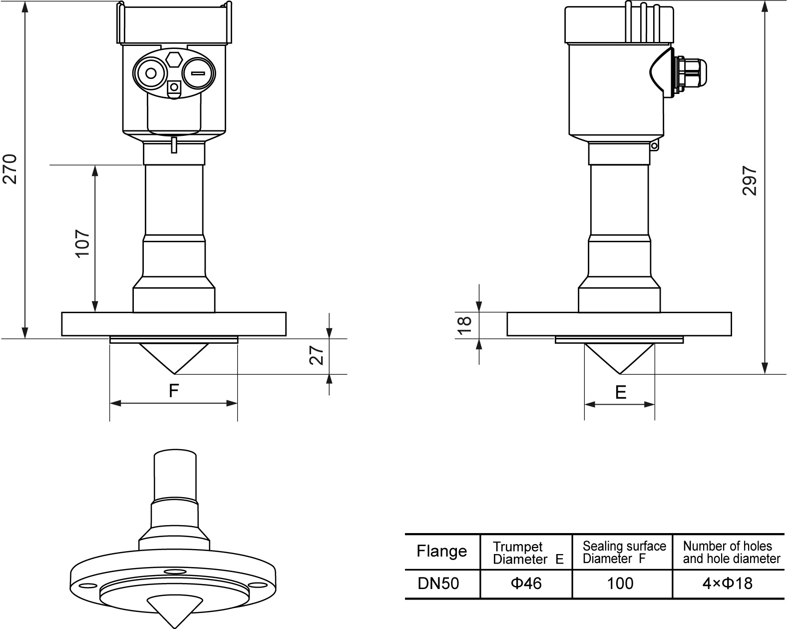 Steam Proof Antenna Radar Level Meter 3