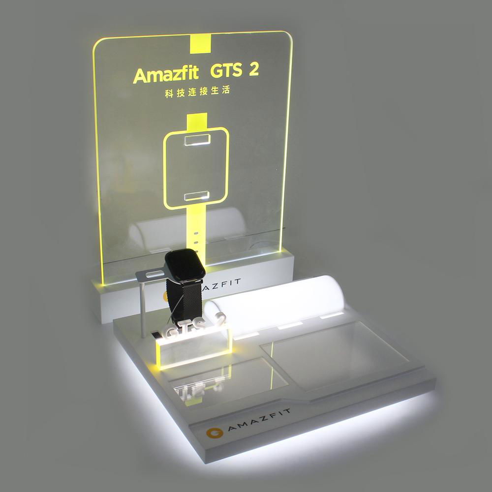 磨砂黑色亚克力LED发光手表展示道具智能手表展示台展台