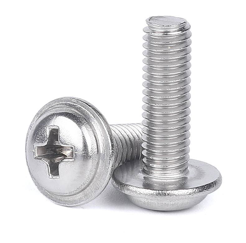 304 stainless steel round head with gasket screw cross with pan head large flat  4