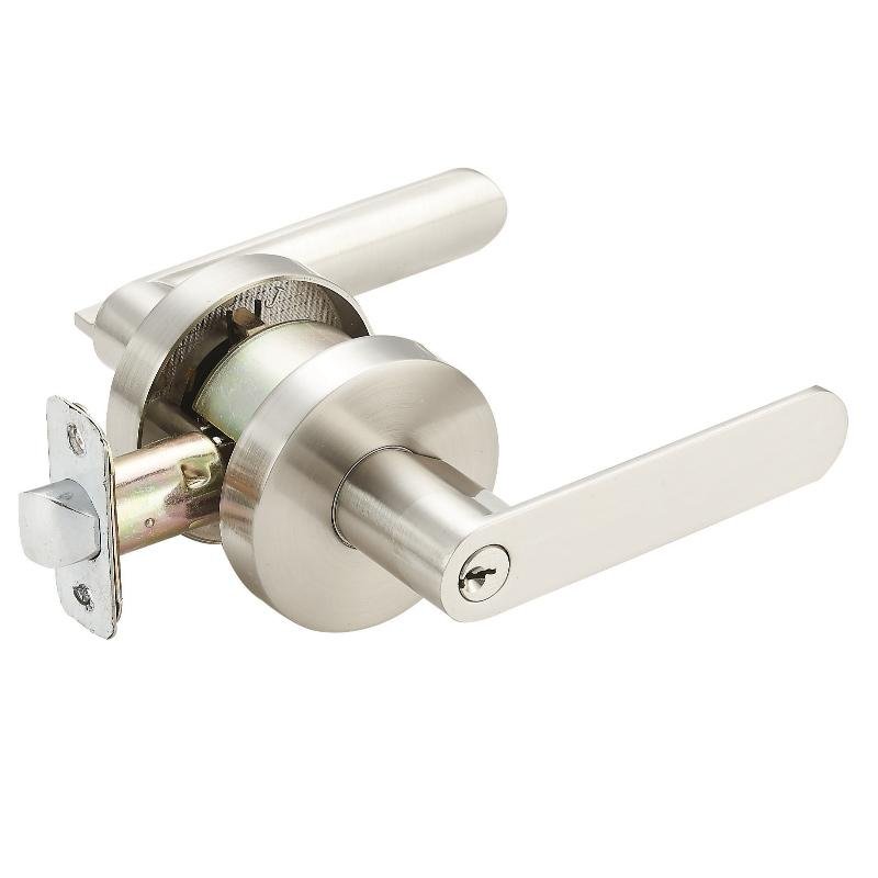Contemporary Keyed Entry Lever handleTubular Lock for Exterior Door, Front Door