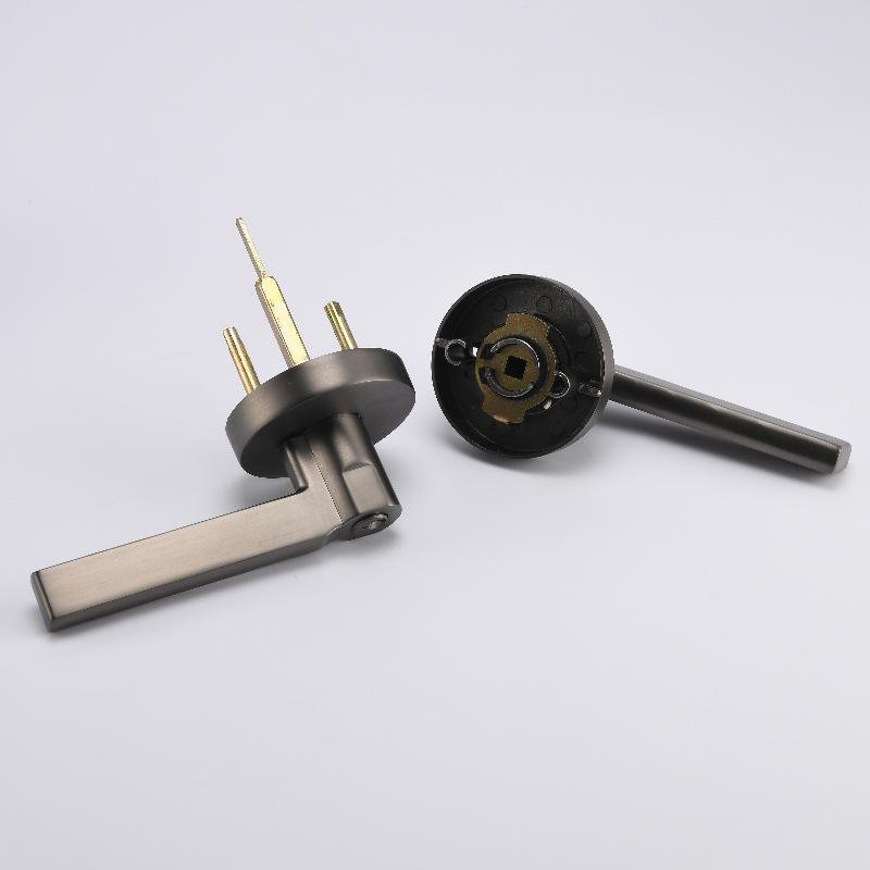 Contemporary Round Rose Entry Lever Door Handle Lock and Key Lock 4