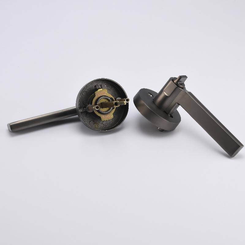 Contemporary Round Rose Entry Lever Door Handle Lock and Key Lock 5
