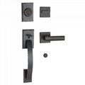 Front Entry Door Exterior Handle Set Lock, Modrn Matte Black/Oil Rubber Bronze
