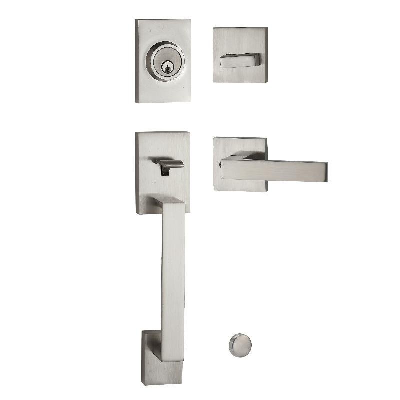 Front Door Entry Handle Set lock with Single Cylinder Deadbolt and  Handle Lever 2