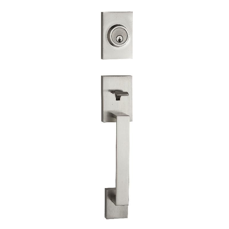 Front Door Entry Handle Set lock with Single Cylinder Deadbolt and  Handle Lever 3