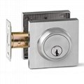 Zinc Alloy Grade 3 Entry Safe Square Deadbolt Lock, Single Cylinder Satin Nickel