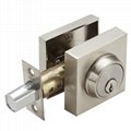 Zinc Alloy Grade 3 Entry Safe Square Deadbolt Lock, Single Cylinder Satin Nickel 4