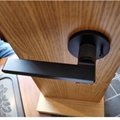 Matte Black Entry Knurled Lever Door Handle lock, Push - Button Interior knob
