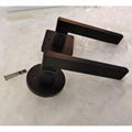 Matte Black Entry Knurled Lever Door Handle lock, Push - Button Interior knob 4