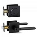 Matte Black Front/Exterior Door Lever Locksets with Single Cylinder Deadbolt 