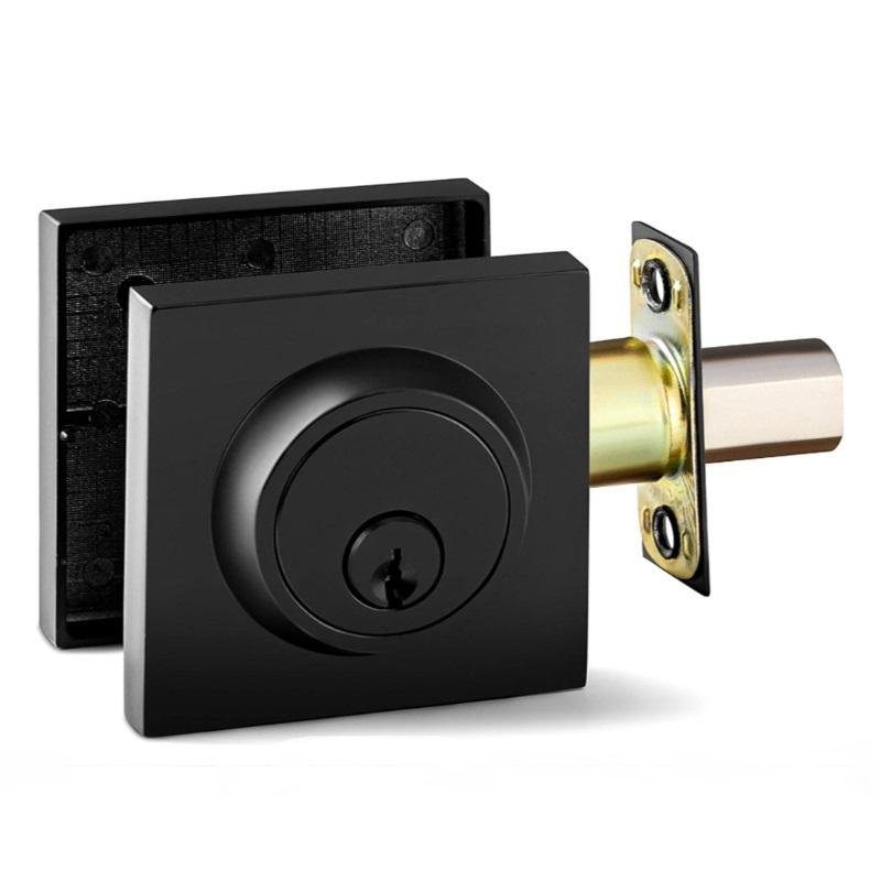 Matte Black Front/Exterior Door Lever Locksets with Single Cylinder Deadbolt  5