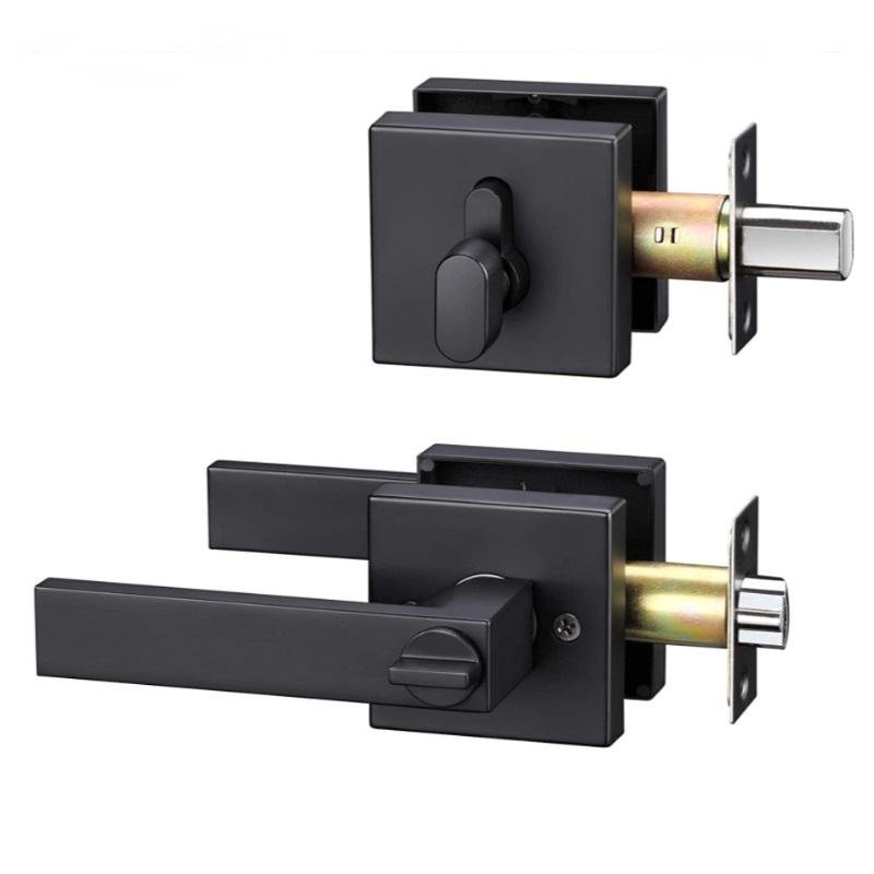 Front Door/Exterior Door Lockset with lever handle and Single Cylinder Deadbolt 2