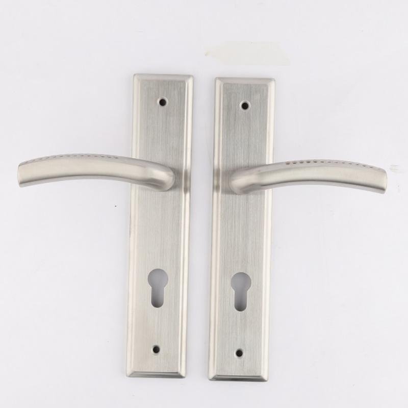 Long Plate Door Handle Lock Stainless Steel Lever Set, Contemporary Mortise Lock 1