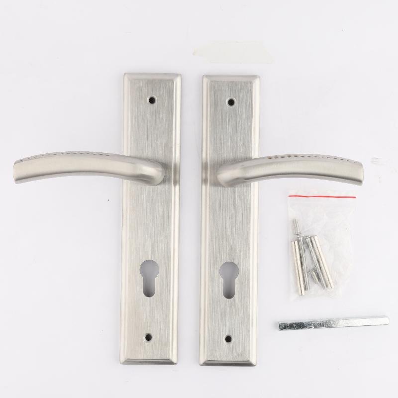 Long Plate Door Handle Lock Stainless Steel Lever Set, Contemporary Mortise Lock 2