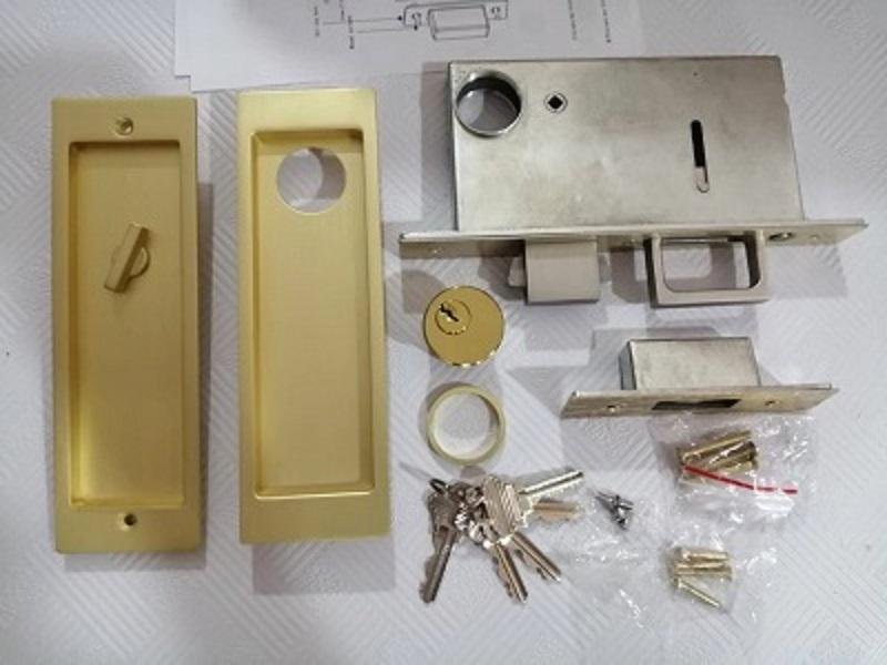 Modern Rectangular Pocket Sliding Door Mortise Lock, Heavy Duty Keyed Entry Lock 8