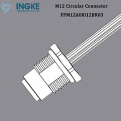 FPM12A08I12BR03, M12, Circular Metric Connector, 4 Position, Female, Panel Mount