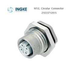 21033712415, Sensor, Circular Connector, M12, Receptacle, 4 Contacts, PCB Socket