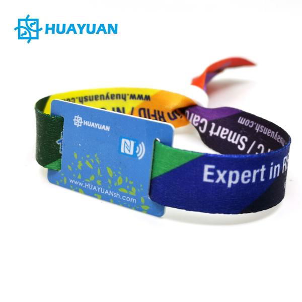 Custom Printing Woven NFC Bracelet RFID Fabric Wristband for Events 2