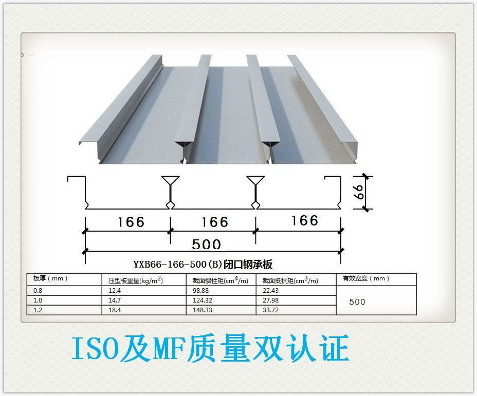 江苏海安建筑钢构厂家YX66-166-500闭口楼承板 2