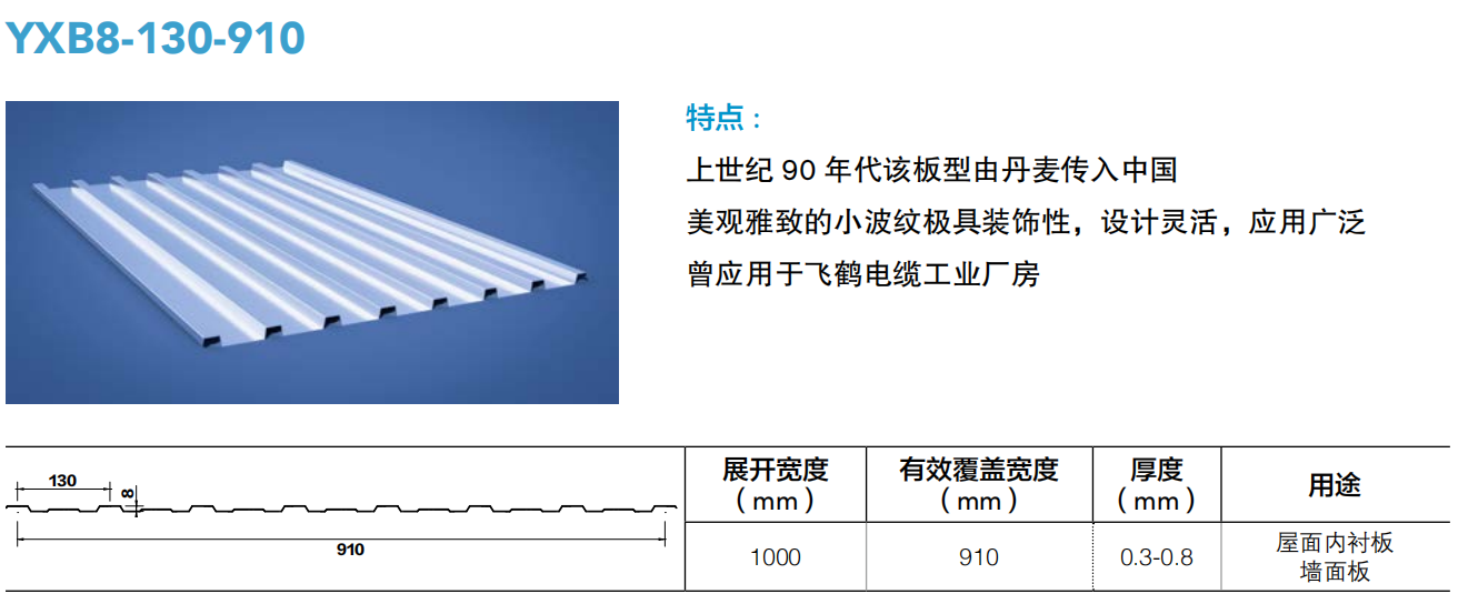 浙江宁波建筑钢构厂家YX8-130-910彩钢板 3