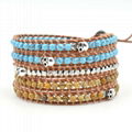 4mm Turquoise And Picture Agate Copper Bead With Skull Wrap Bracelets 2