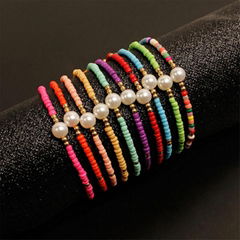 Handmade Colorful Miyuki Beads Bracelet Natural Pearl Charm Adjustable Braided B