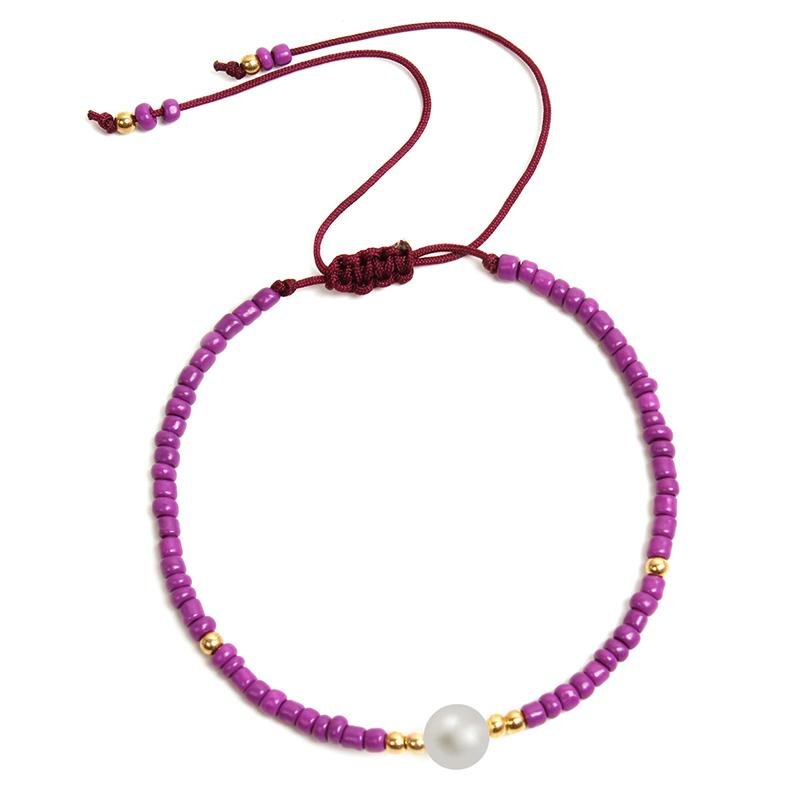 Handmade Colorful Miyuki Beads Bracelet Natural Pearl Charm Adjustable Braided B 4