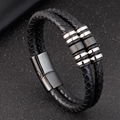 Punk Style Multilayer Black Braided Leather Bracelet