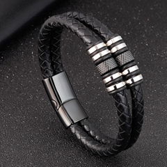 Punk Style Multilayer Black Braided Leather Bracelet