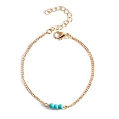 Elegant woman jewelry turquoise bead bracelet dainty birthstone chain bracelet
