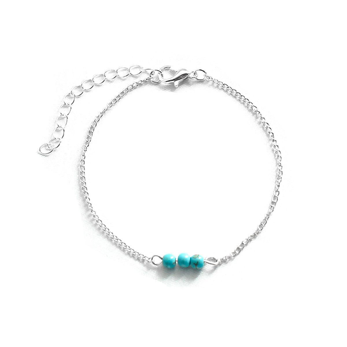 Elegant woman jewelry turquoise bead bracelet dainty birthstone chain bracelet 2