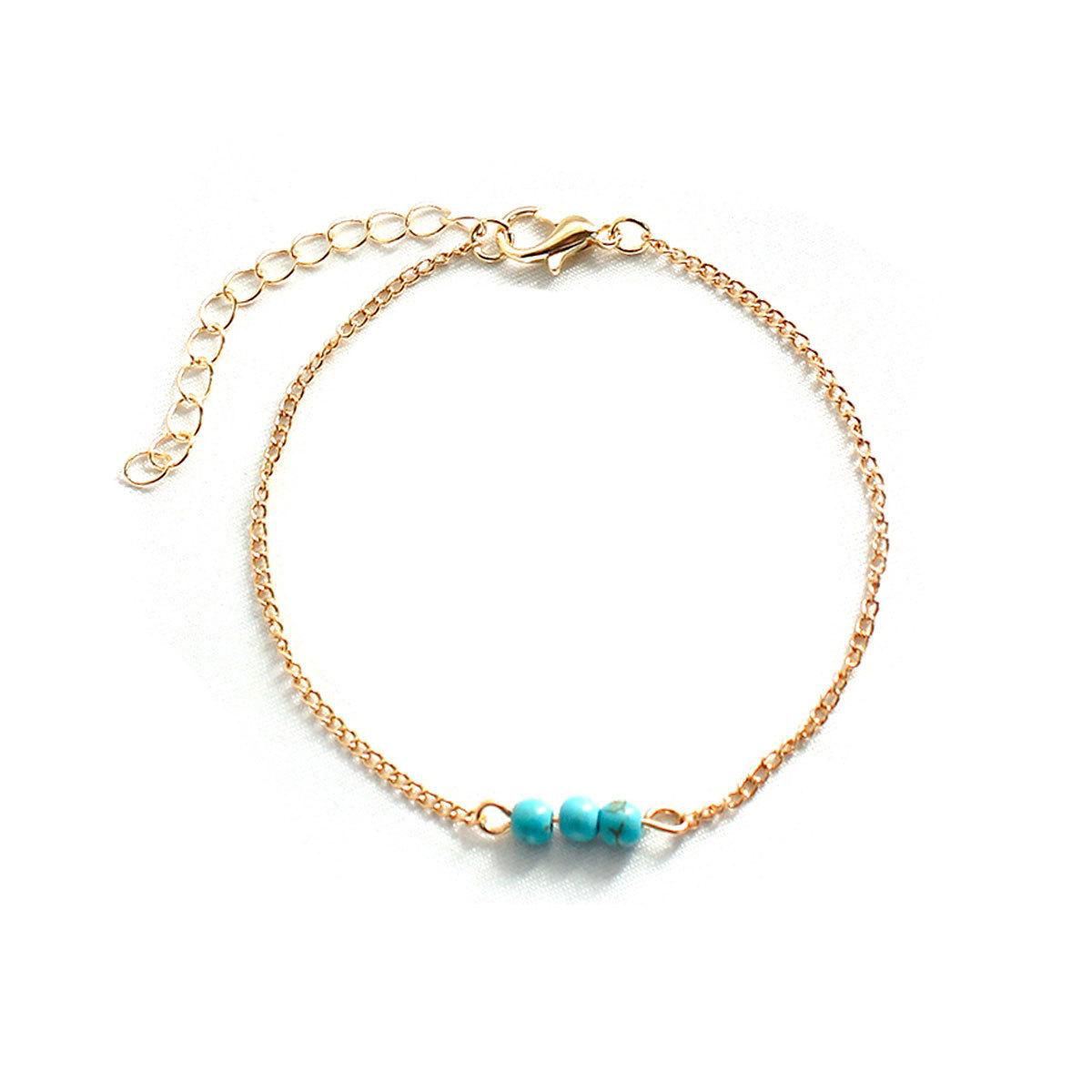 Elegant woman jewelry turquoise bead bracelet dainty birthstone chain bracelet 3