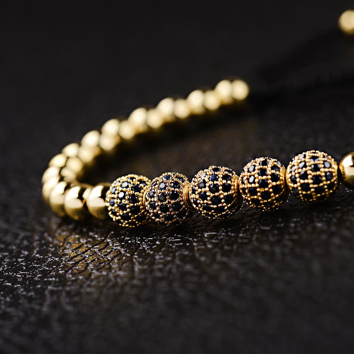 Fashion jewelry copper beads bracelet with micro zircon Ball adjustable bracelet 4