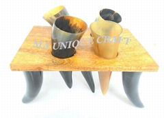 Drinking Horn Beer Mugs with Stand - 40 to 60 ml Capacity