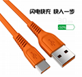 彩色數據線TPE麵條線 Type-C快充3A充電線USB數據線 3